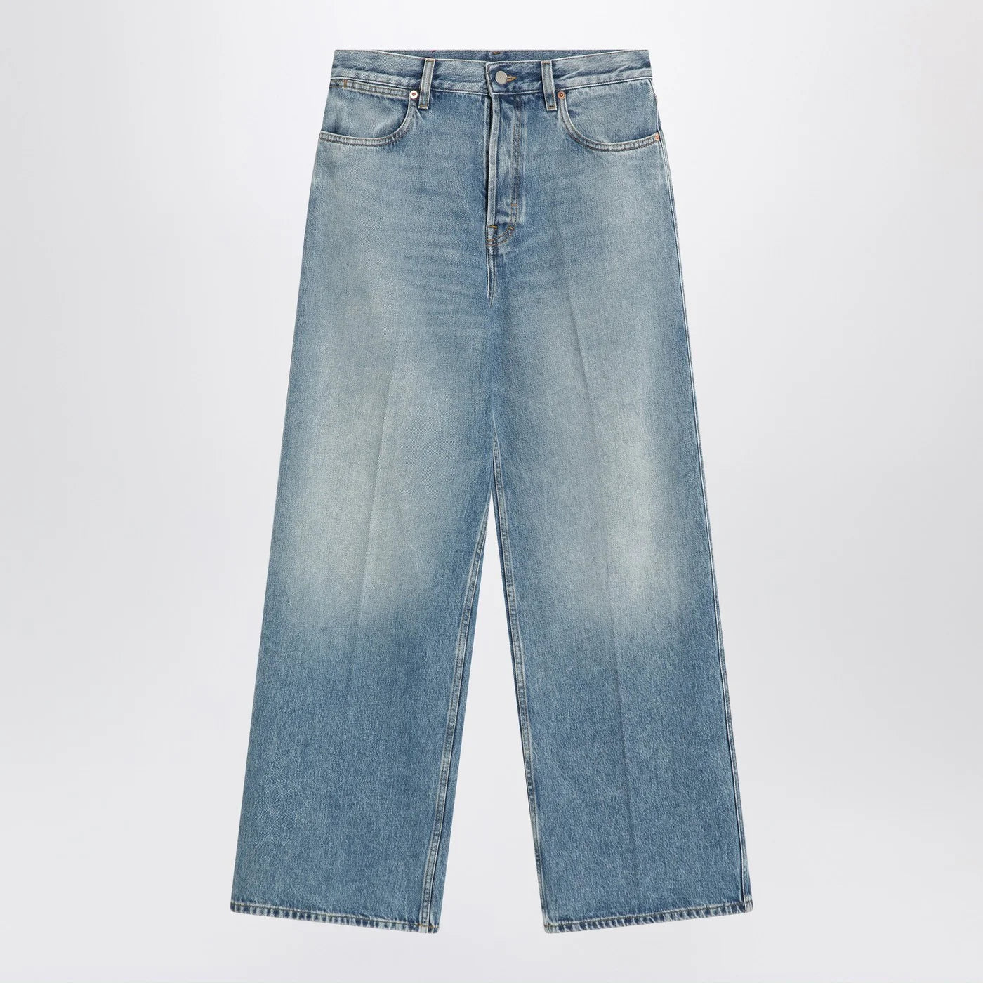 GUCCI Wide light blue jeans with faded effect