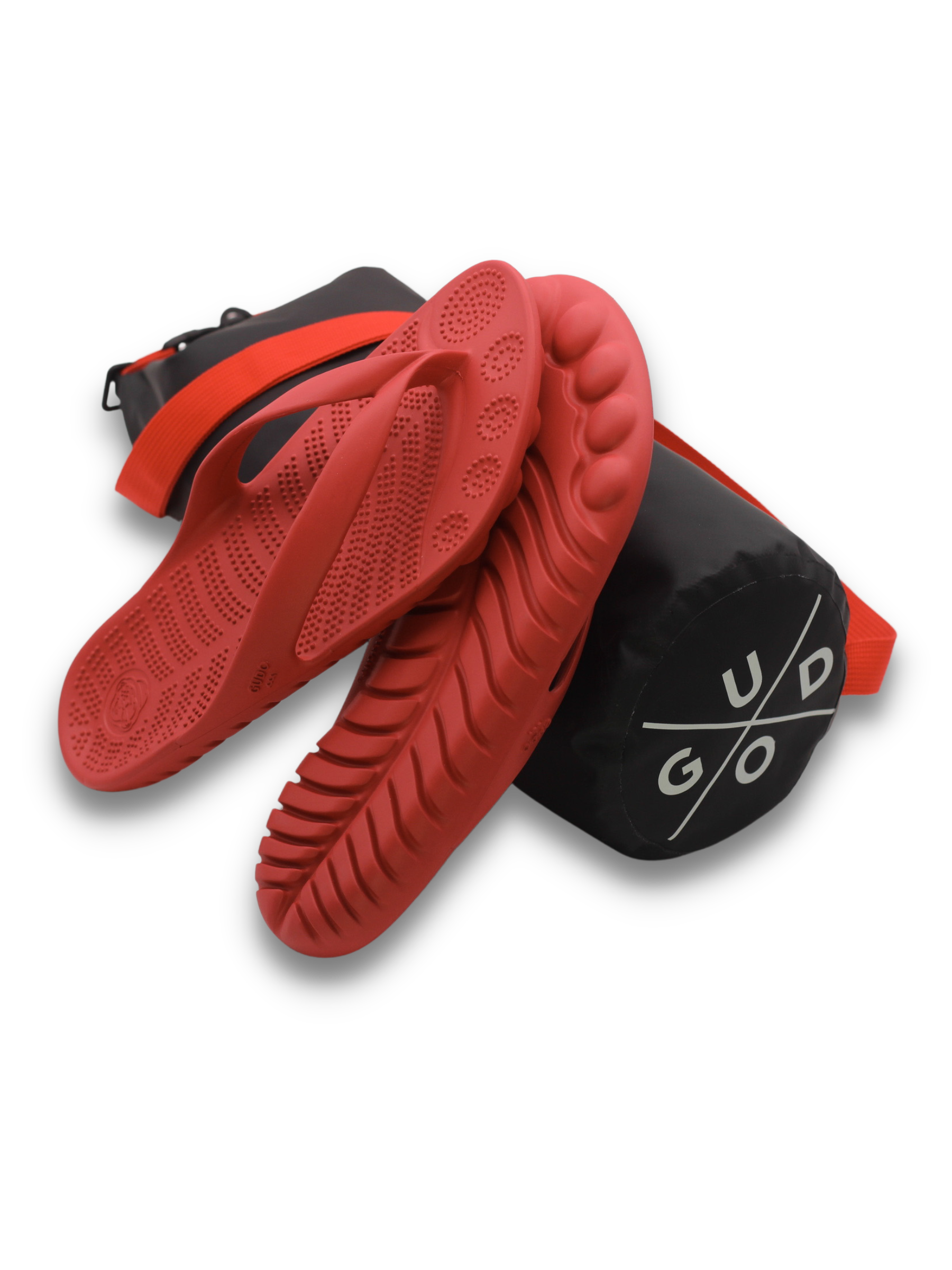 FIRE RED FLIP FLOPS & DRYBAG BY GUDO-Shoes-GUDO WORLD-7 MEN / 9 WOMEN-Urbanheer
