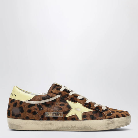 Golden Goose Super-star Sneakers in leopard-print pony hair