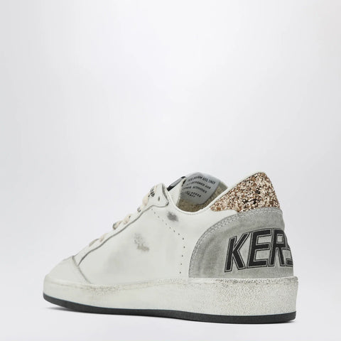 Golden Goose White and black Ball Star sneakers with gold glitter