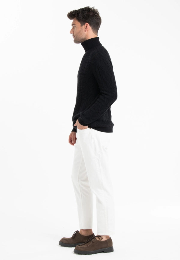 Gabi 3 4-ply Twisted Turtleneck Sweater in Black Cashmere-Sweater-STUDIO CASHMERE8-L-black-Urbanheer