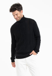 Gabi 3 4-ply Twisted Turtleneck Sweater in Black Cashmere-Sweater-STUDIO CASHMERE8-L-black-Urbanheer
