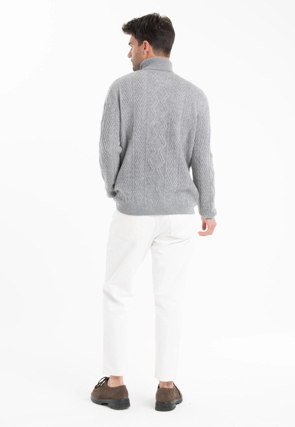 Gabi 3 Light Grey 4-Thread Cashmere Turtleneck Sweater-Sweater-STUDIO CASHMERE8-L-camel-Urbanheer