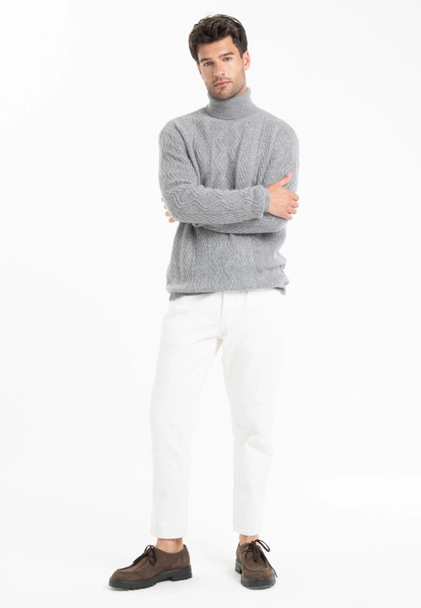 Gabi 3 Light Grey 4-Thread Cashmere Turtleneck Sweater-Sweater-STUDIO CASHMERE8-L-camel-Urbanheer