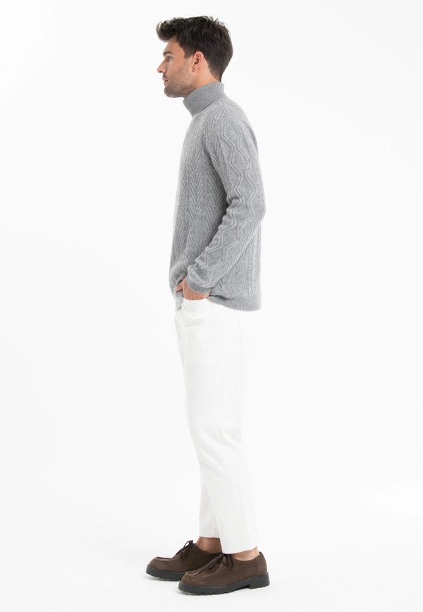 Gabi 3 Light Grey 4-Thread Cashmere Turtleneck Sweater-Sweater-STUDIO CASHMERE8-L-camel-Urbanheer