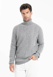 Gabi 3 Light Grey 4-Thread Cashmere Turtleneck Sweater-Sweater-STUDIO CASHMERE8-L-camel-Urbanheer