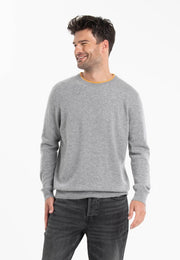 Gabi 5 Grey/Yellow Cashmere Two-Tone Double Round Neck Sweater-Sweater-STUDIO CASHMERE8-L-light grey/mustard yellow-Urbanheer