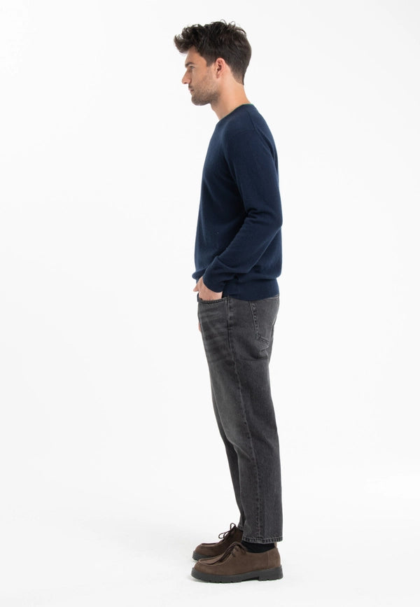 Gabi 5 Navy/Emerald Cashmere Double Round Neck Sweater-Sweater-STUDIO CASHMERE8-L-navy/emerald green-Urbanheer