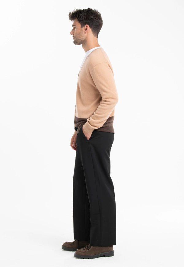 Gabi 6 Brown/Camel Cashmere Two-Tone V-Neck Cardigan-Cardigan-STUDIO CASHMERE8-L-brown/light camel-Urbanheer