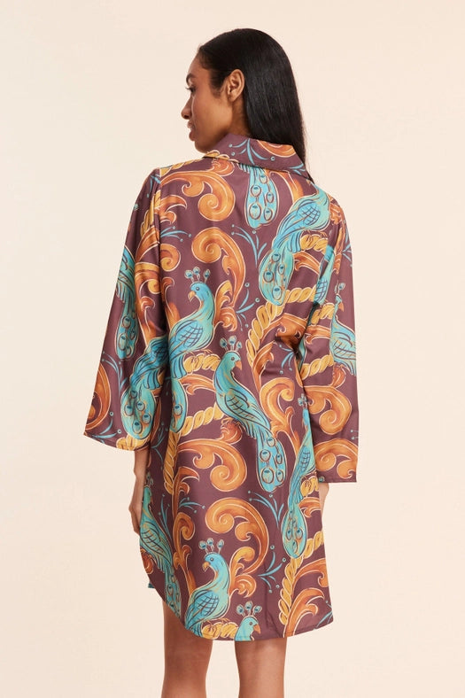 Gabriella Plum Aqua Peacock Fall Resort Dress-Dress-ModaPosa-S-Urbanheer