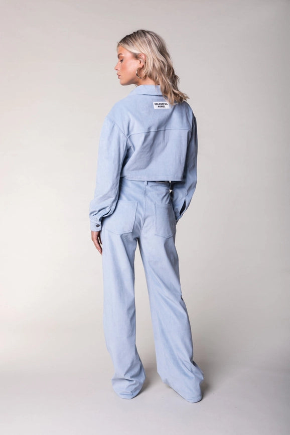 Gaias Corduroy Wide Leg Pants | Soft Blue-Pants-Colourful Rebel-XS-Soft blue-Urbanheer
