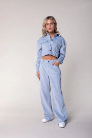 Gaias Corduroy Wide Leg Pants | Soft Blue-Pants-Colourful Rebel-XS-Soft blue-Urbanheer
