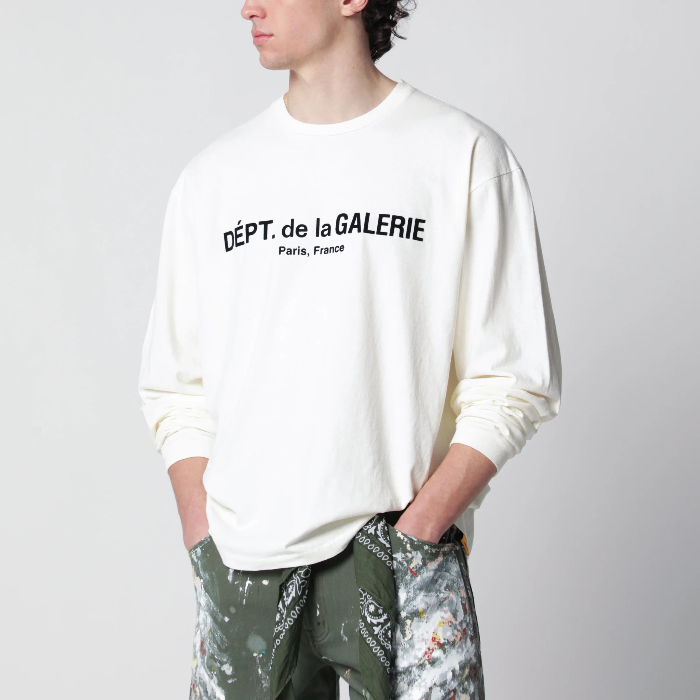 Gallery Dept. Cream long-sleeve T-shirt with French logo