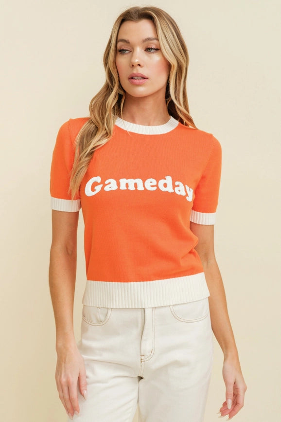 "Gameday" Sweater Top Great For Game Day-Top-Cloud Ten-S-Orange-Urbanheer
