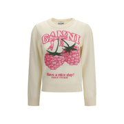 Ganni Beige Merino Wool Sweatshirt