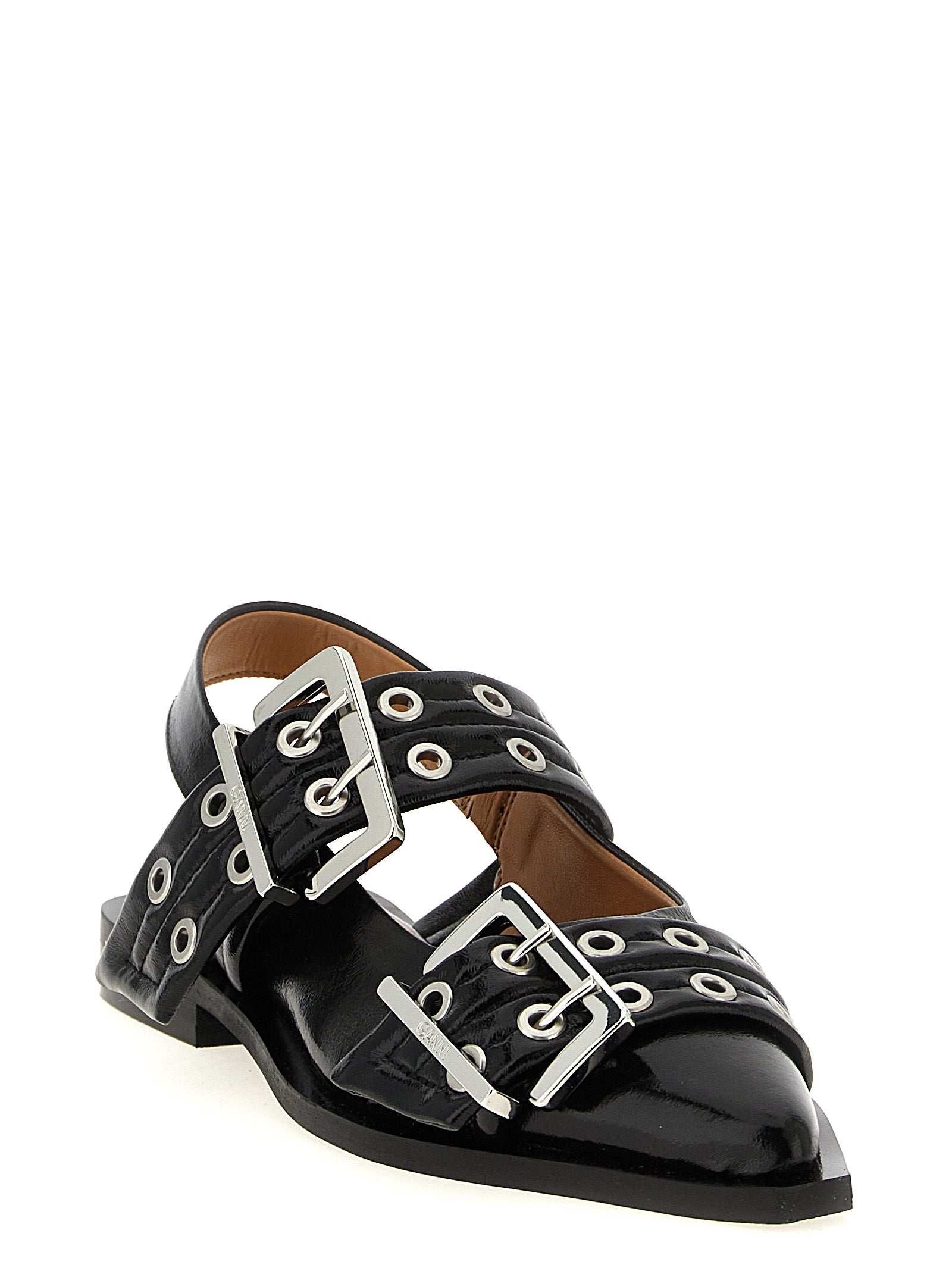 Ganni Black Feminine Buckle Slingback