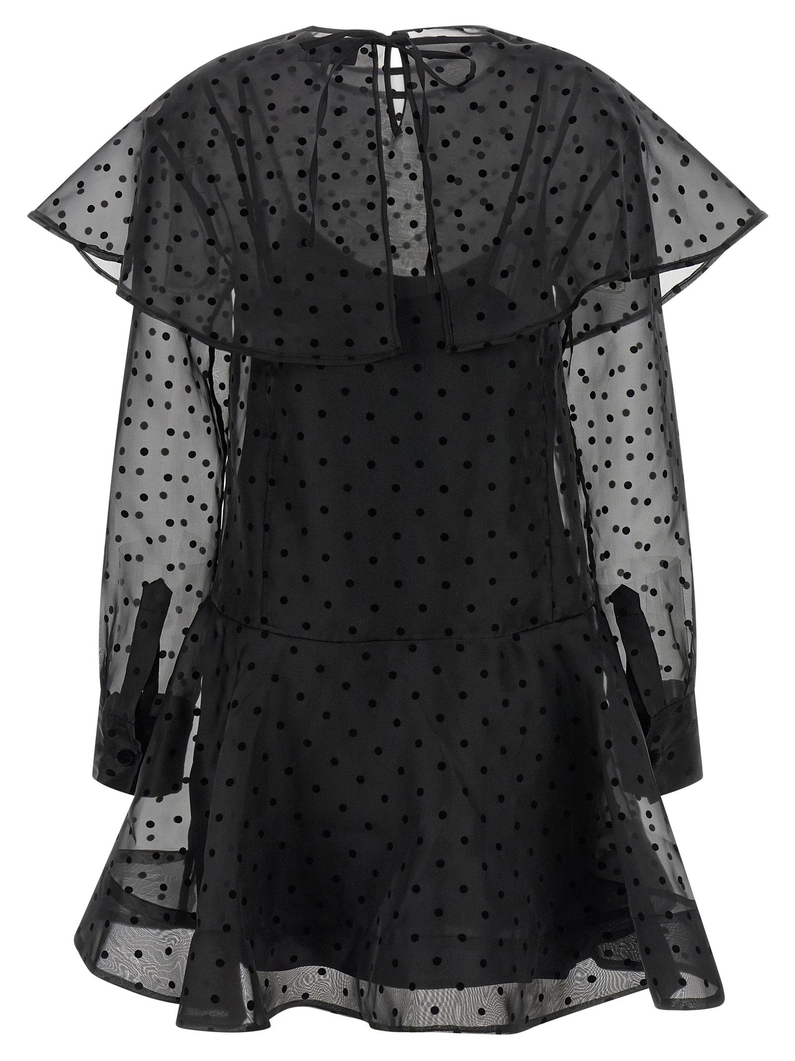 Ganni Black Organza Circle Collar Dress