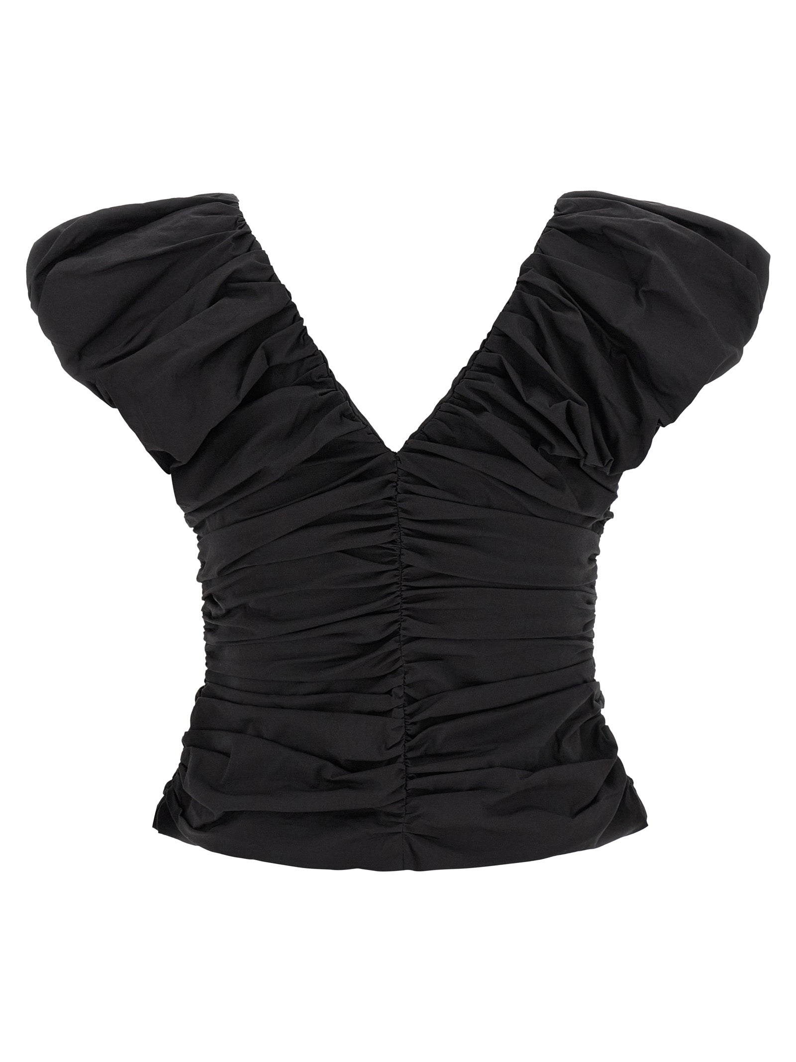 Ganni Black Ruched Top