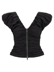 Ganni Black Ruched Top