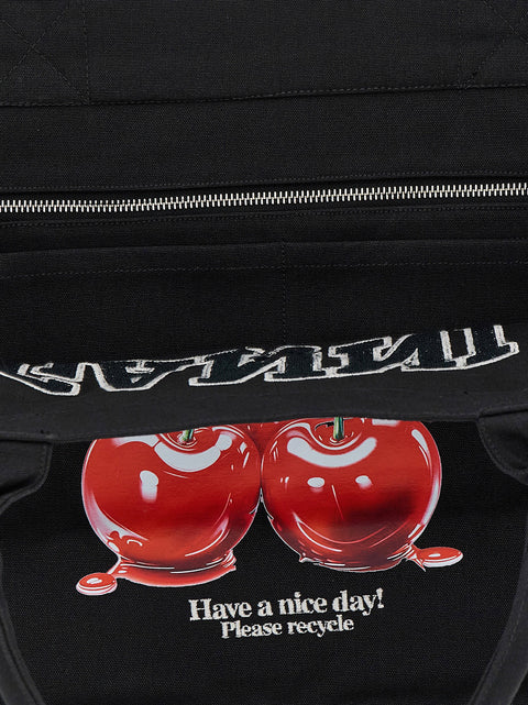 Ganni Black Xxl Cherry Tote Shopping Bag