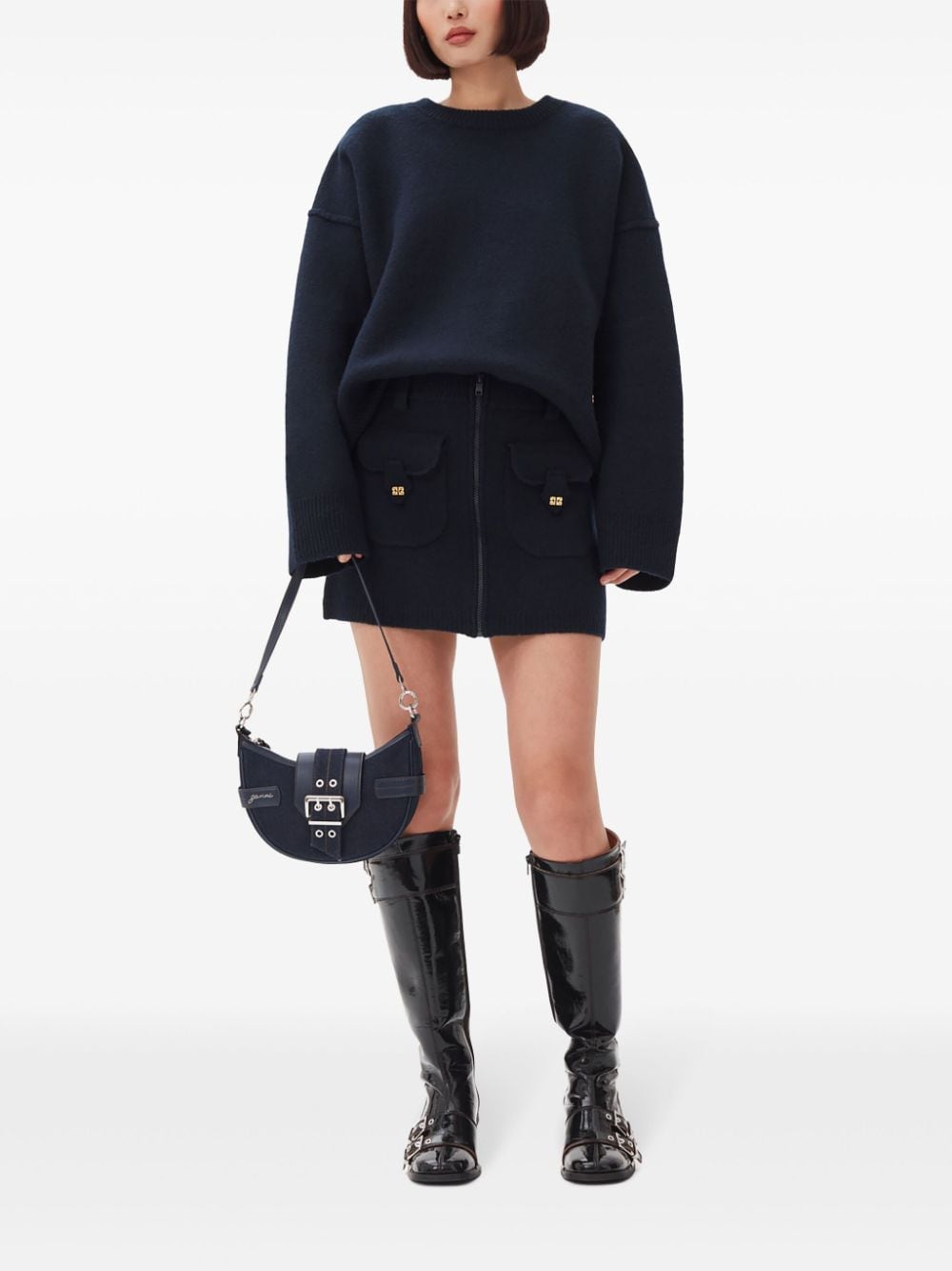 Ganni Buckle small denim cross-body bag-Shoulder-Ganni-UNI-Urbanheer