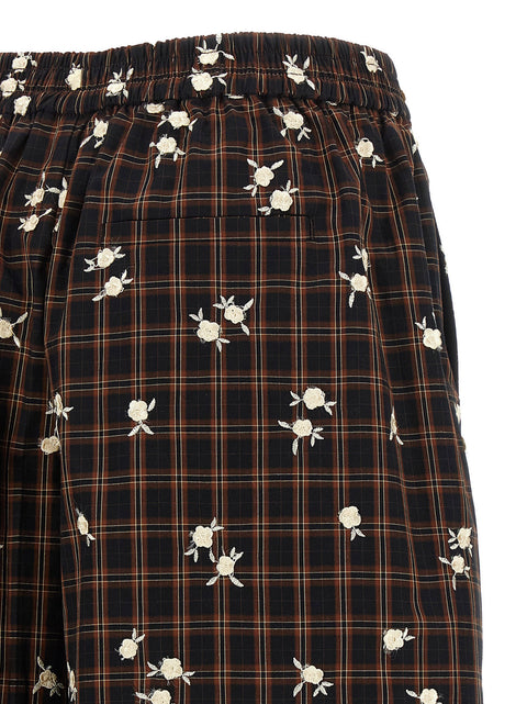 Ganni Check Flower Bermuda Shorts
