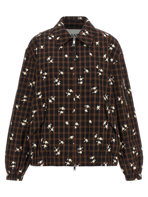 Ganni Check Flower Bomber Jacket