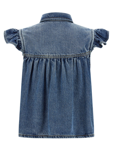 Ganni Denim Ruffle Top