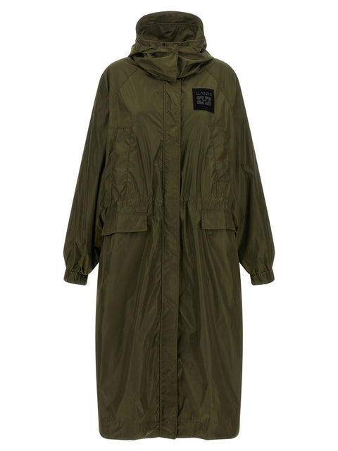 Ganni Green Nylon Windbreaker