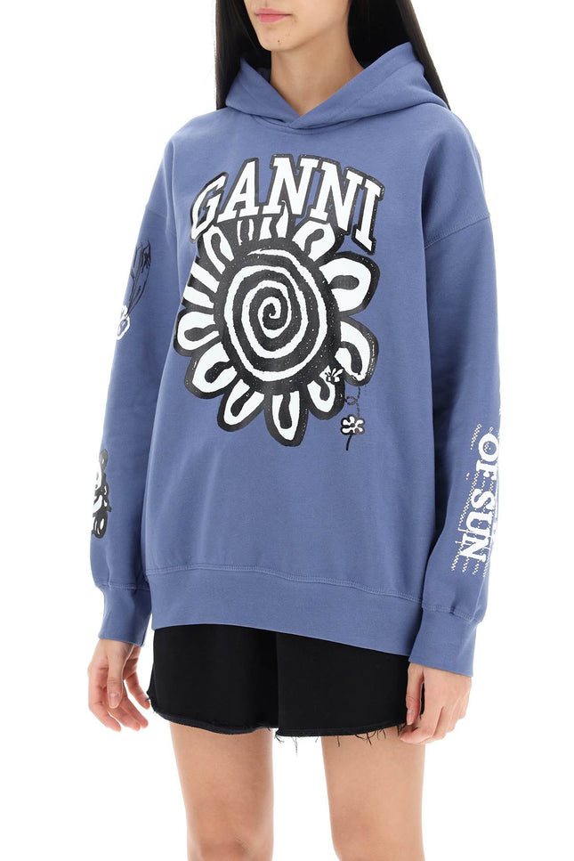 Ganni hoodie with graphic prints-women > clothing > tops > sweatshirts-Ganni-Urbanheer