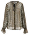 Ganni Leopard Print Chiffon Tie String Shirt