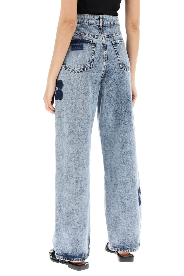 Ganni Wide Leg Izey Jeans With Contrasting Details-women > clothing > jeans-Ganni-Urbanheer
