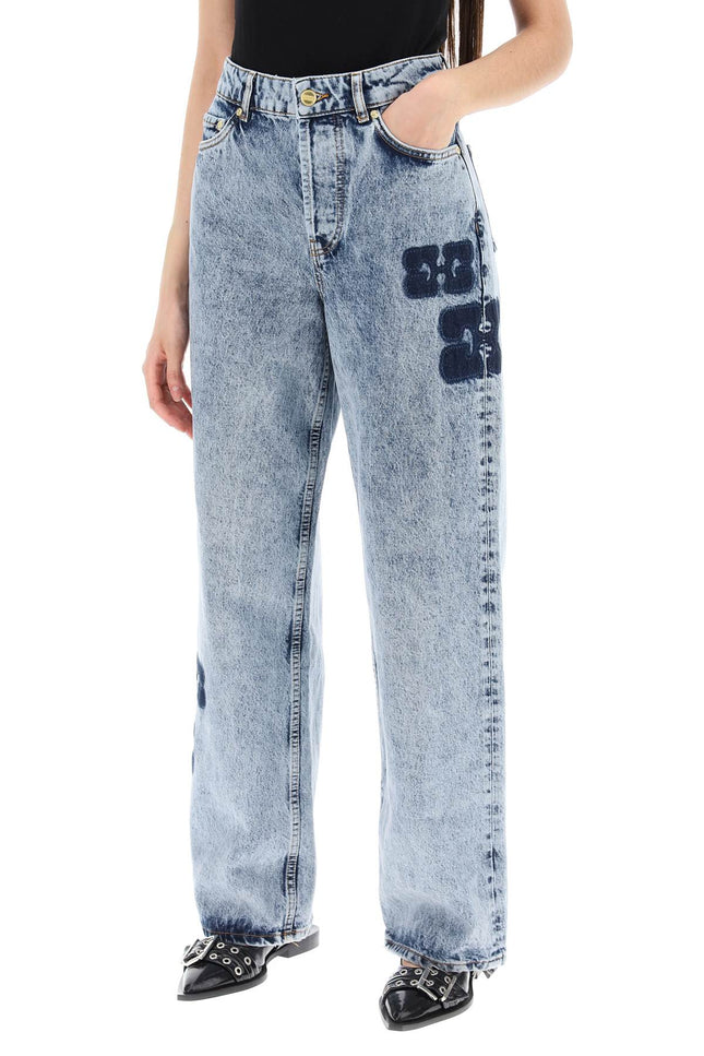 Ganni Wide Leg Izey Jeans With Contrasting Details-women > clothing > jeans-Ganni-Urbanheer