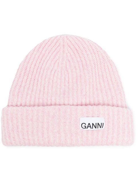 Ganni Wool Ribbed Knit Hat
