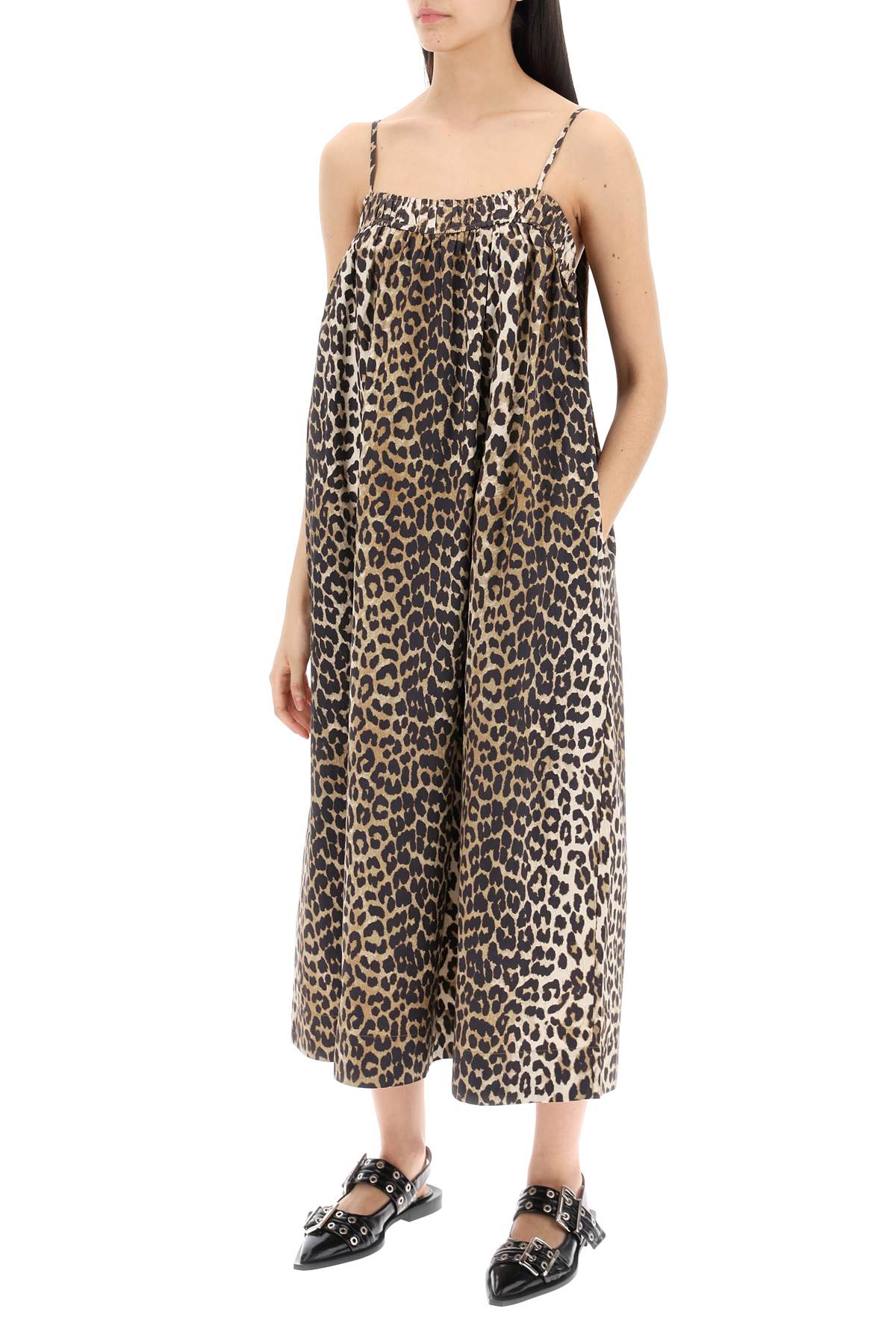 Ganni Leopard Print Flared Midi Dress-Dress-GANNI-34-Urbanheer