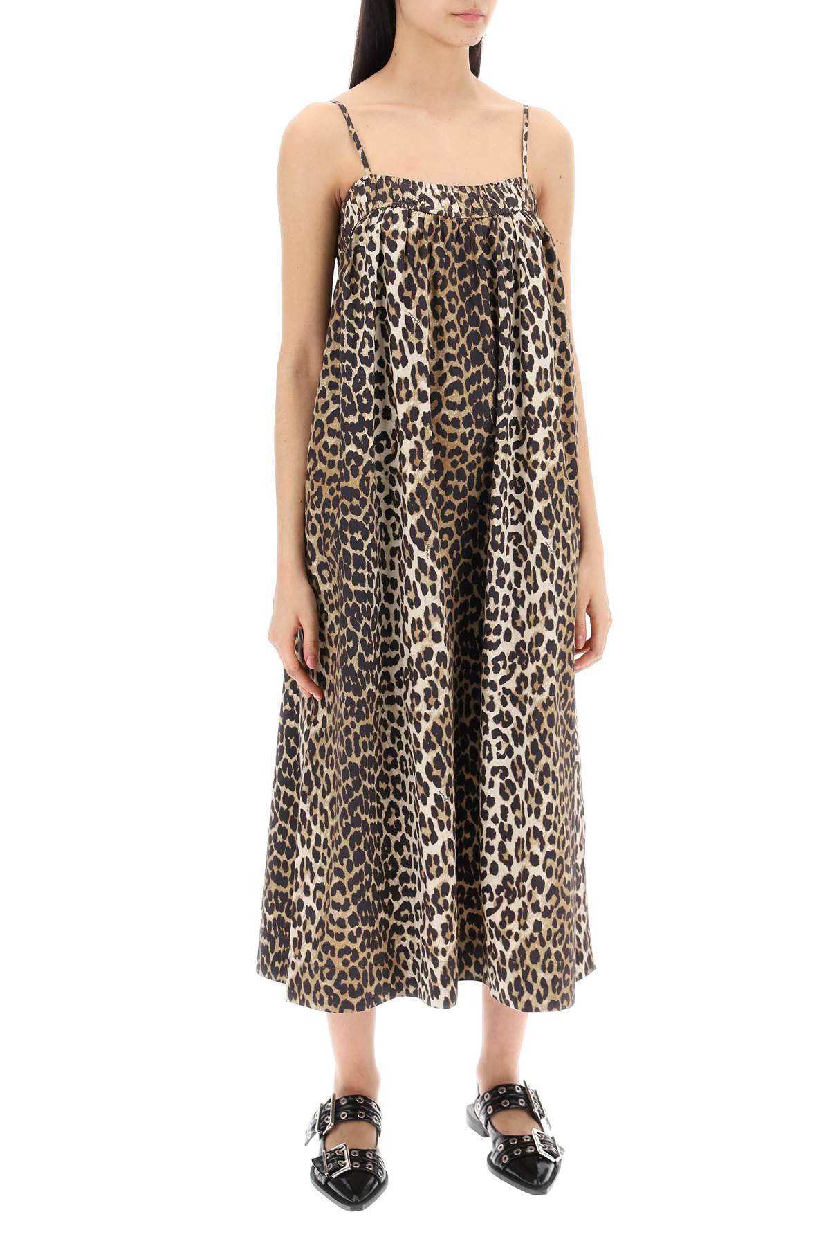 Ganni Leopard Print Flared Midi Dress-Dress-GANNI-34-Urbanheer