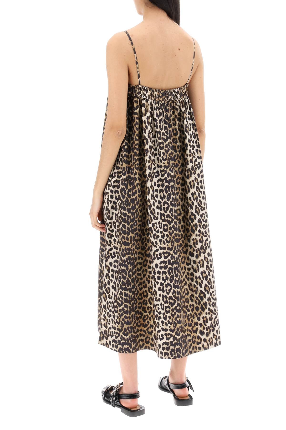 Ganni Leopard Print Flared Midi Dress-Dress-GANNI-34-Urbanheer