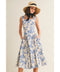 Garden Porcelain Square Neck Floral Midi Dress