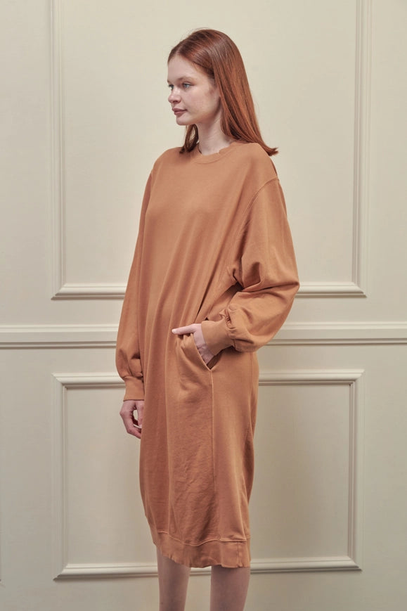 Garment Dye Cotton-Terry Sweatshirt Dress-Dress-amente-S/M-Hazel-Urbanheer