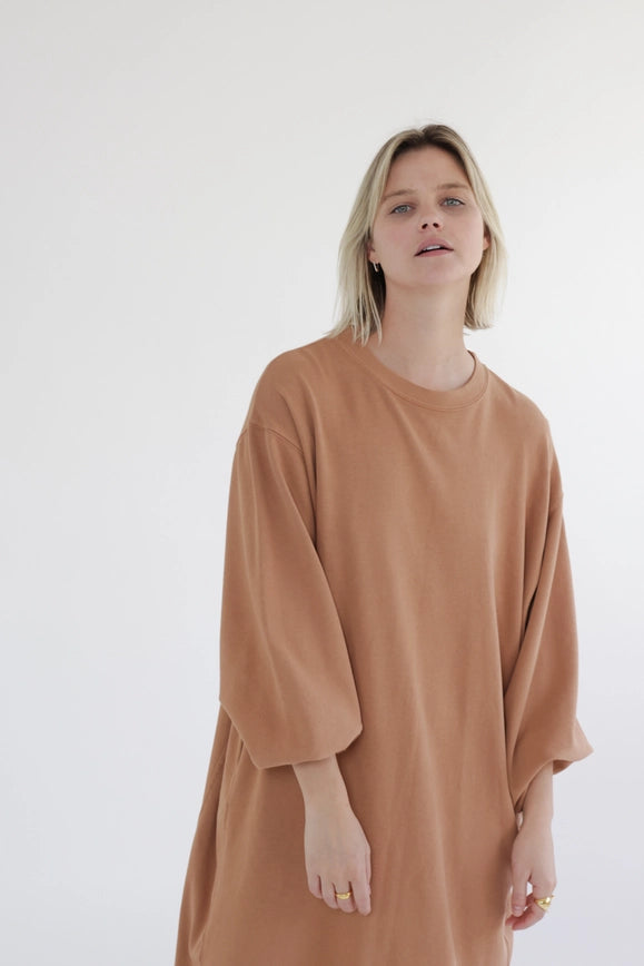 Garment Dye Cotton-Terry Sweatshirt Dress-Dress-amente-S/M-Hazel-Urbanheer