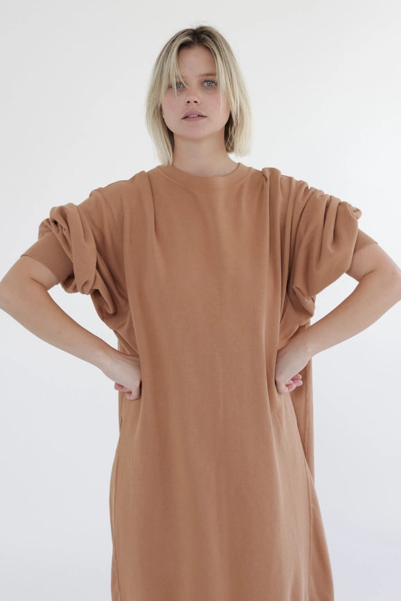 Garment Dye Cotton-Terry Sweatshirt Dress-Dress-amente-S/M-Hazel-Urbanheer