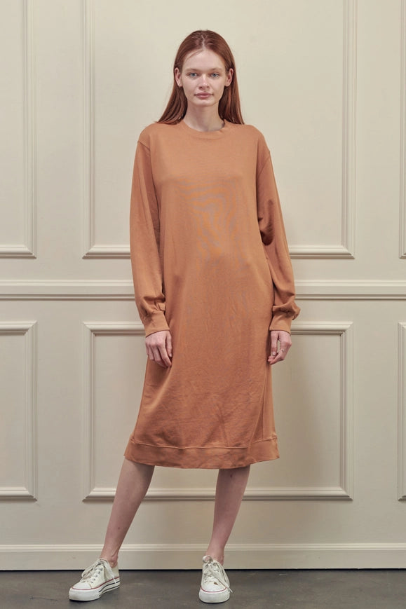 Garment Dye Cotton-Terry Sweatshirt Dress-Dress-amente-S/M-Hazel-Urbanheer