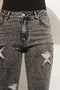 Garment Wash Star Crop Denim Skinny Jeans Charcoal-Jeans-Blue B-S-Urbanheer