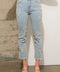 Garment Wash Star Crop Denim Skinny Jeans Light Wash-Jeans-Blue B-S-Urbanheer