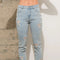 Garment Wash Star Crop Denim Skinny Jeans Light Wash-Jeans-Blue B-S-Urbanheer