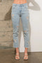 Garment Wash Star Crop Denim Skinny Jeans Light Wash-Jeans-Blue B-S-Urbanheer