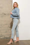 Garment Wash Star Crop Denim Skinny Jeans Light Wash-Jeans-Blue B-S-Urbanheer