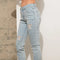 Garment Wash Star Crop Denim Skinny Jeans Light Wash-Jeans-Blue B-S-Urbanheer