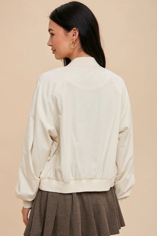 Garment Washed Bomber Jacket CREME-Jacket-In Loom-S-Urbanheer