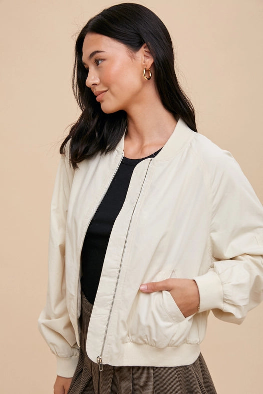 Garment Washed Bomber Jacket CREME-Jacket-In Loom-S-Urbanheer